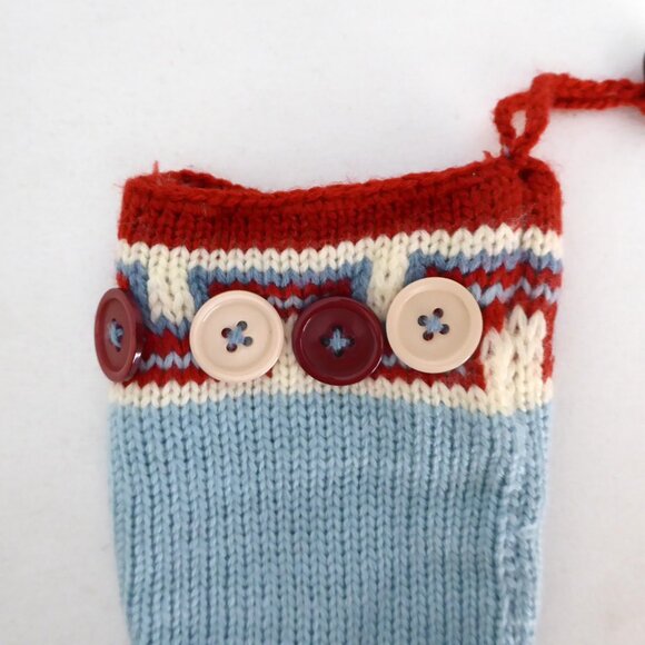 NEW 9.5” KNITTED MINIATURE CHRISTMAS STOCKING ORNAMENT GIFT CARD HOLDER - Picture 4 of 6